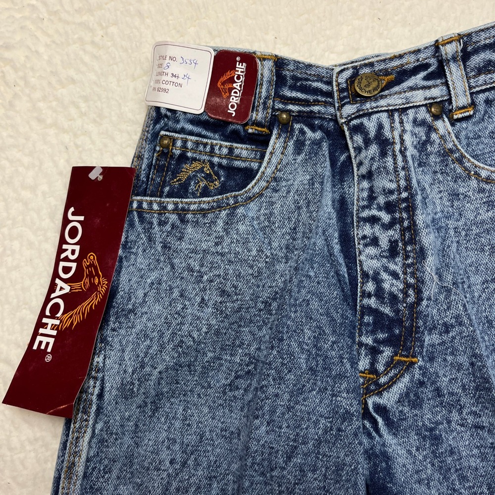 Jordache Jeans Kids Size 8 Blue Acid Wash 3554 High Rise Tapered Vintage NWT